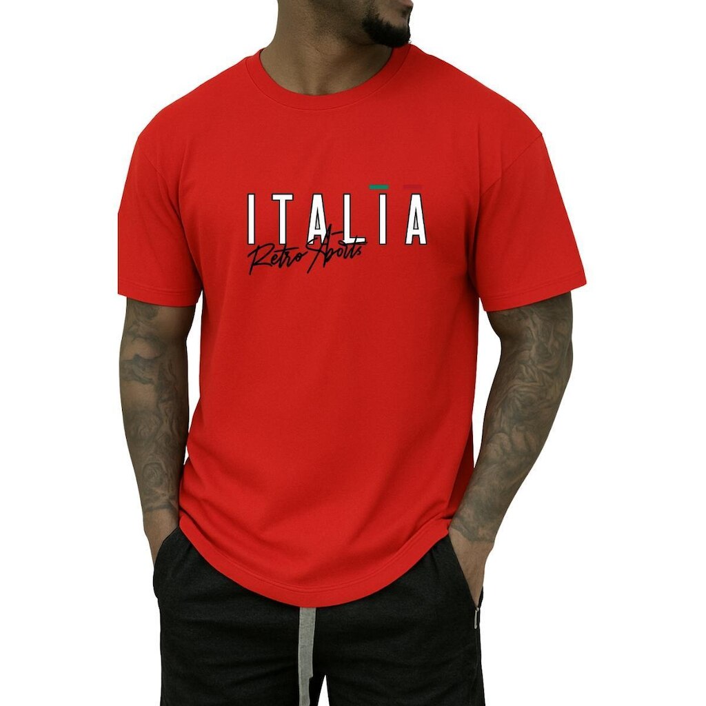 Camiseta Masculina Itália Retro Básica Toque Macio e Durável