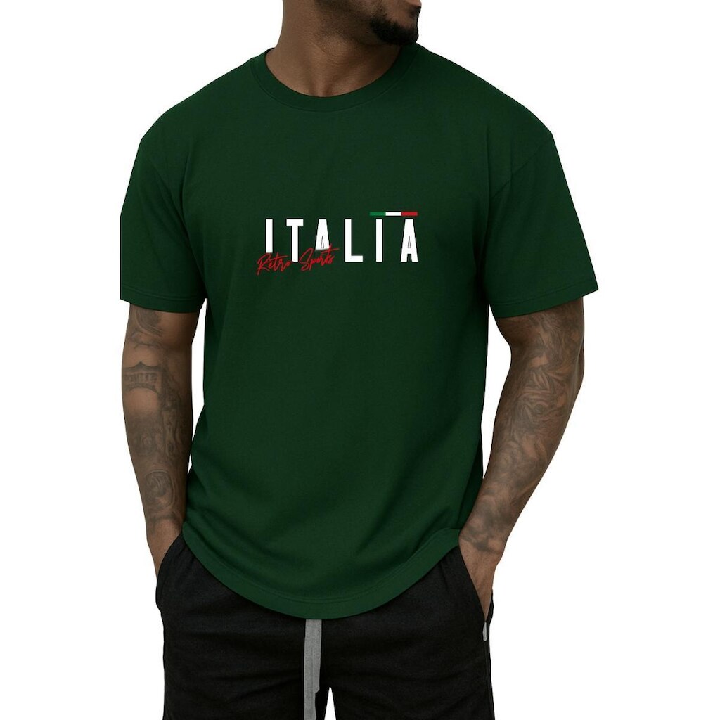 Camiseta Masculina Itália Retro Básica Toque Macio e Durável
