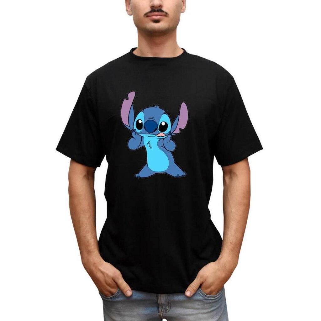 Camiseta Masculina Lilo e Stitch Lingua
