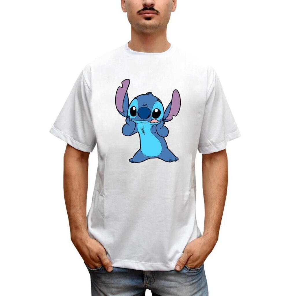Camiseta Masculina Lilo e Stitch Lingua