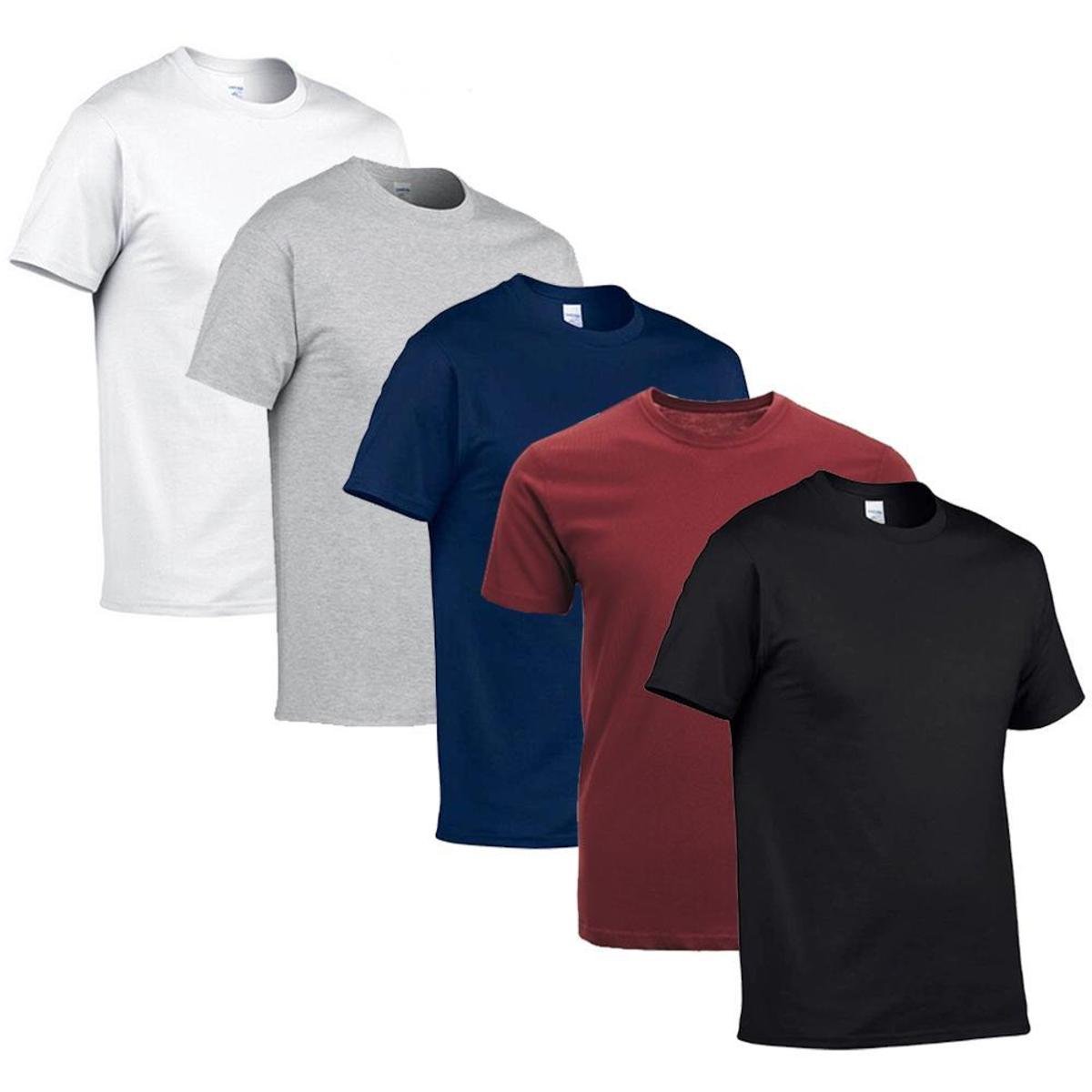 Camiseta Masculina Lisa Básica Preta Branca Cinza Algodão Gola Careca Menor preço em Camiseta Masculina Lisa Básica Preta Branca Cinza Algodão Gola Careca
