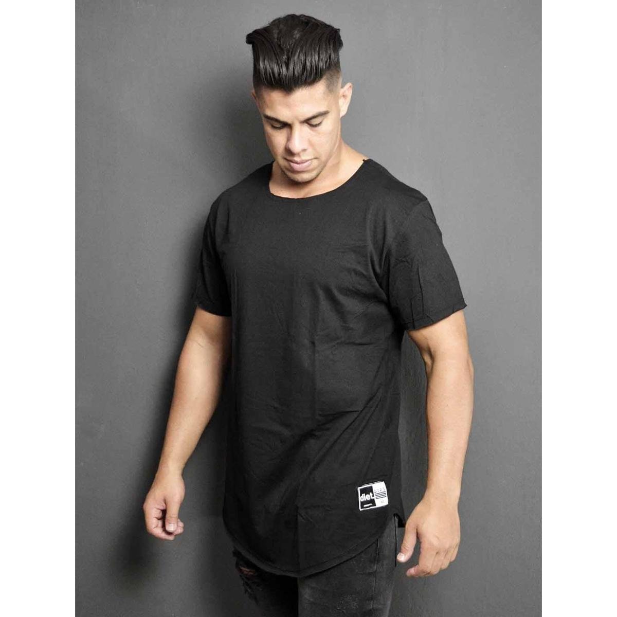 Longline masculina preta Clearance