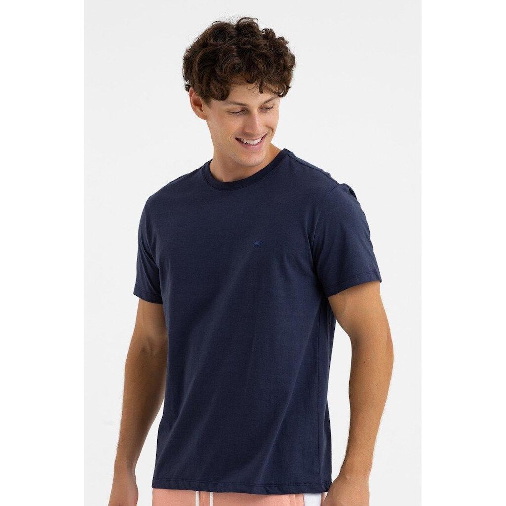 Camiseta Masculina Manga Curta com Bordado Urso