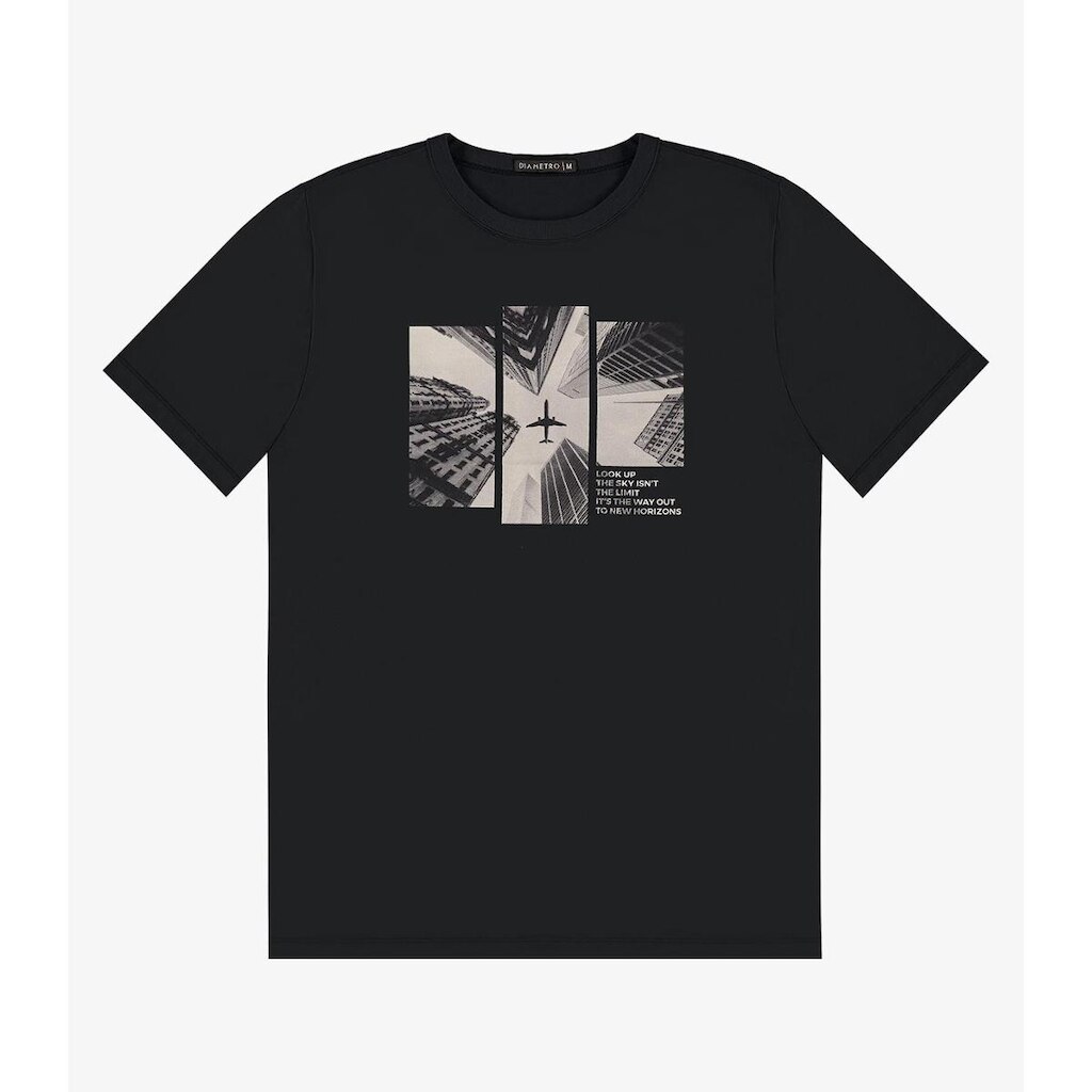 Camiseta Masculina Manga Curta Diametro Preto