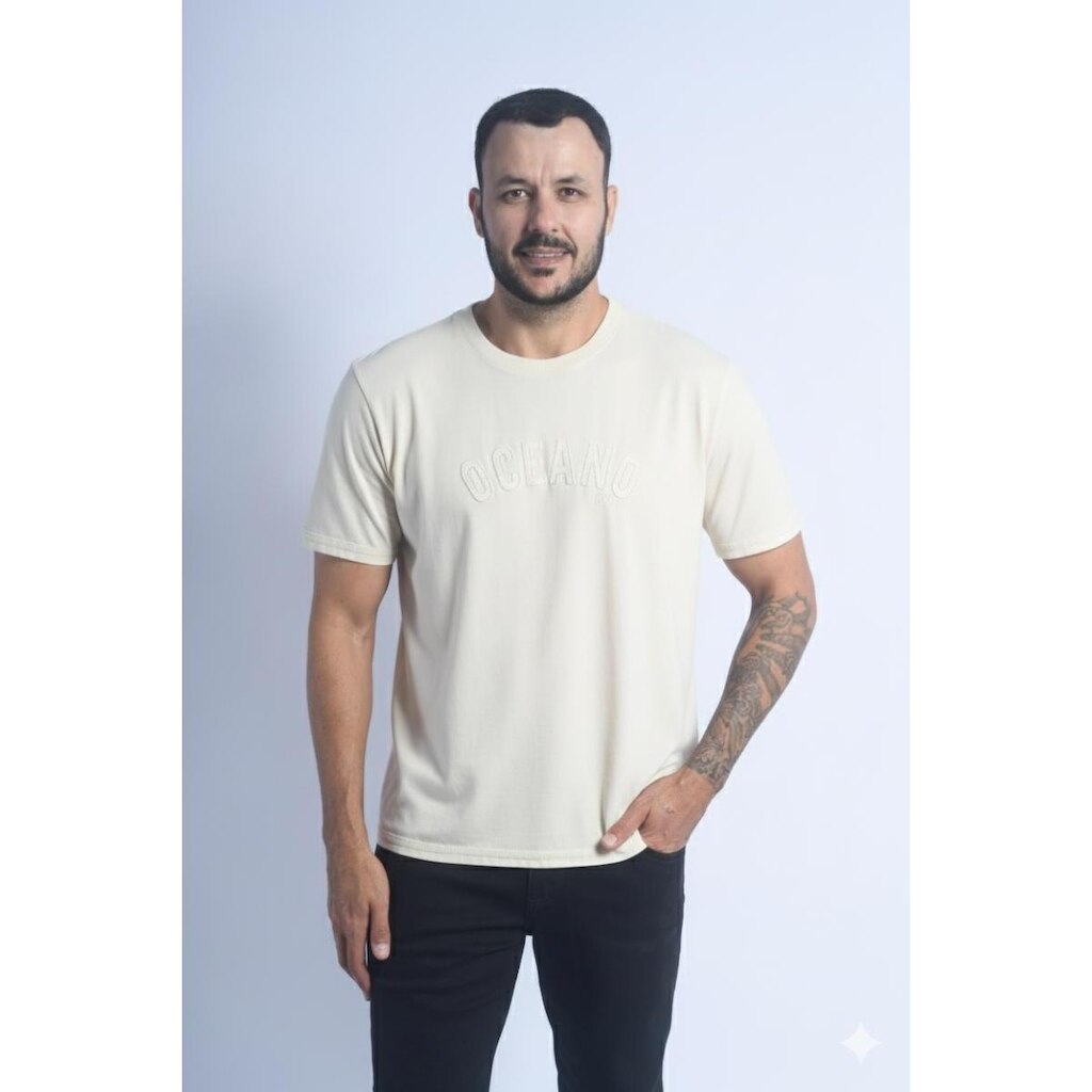 Camiseta Masculina Oceano Aplique Lav 103221