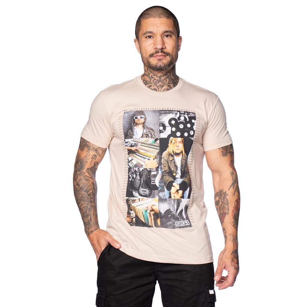 Camiseta Masculina Over Surf Estampada Nirvana e Discos Areia