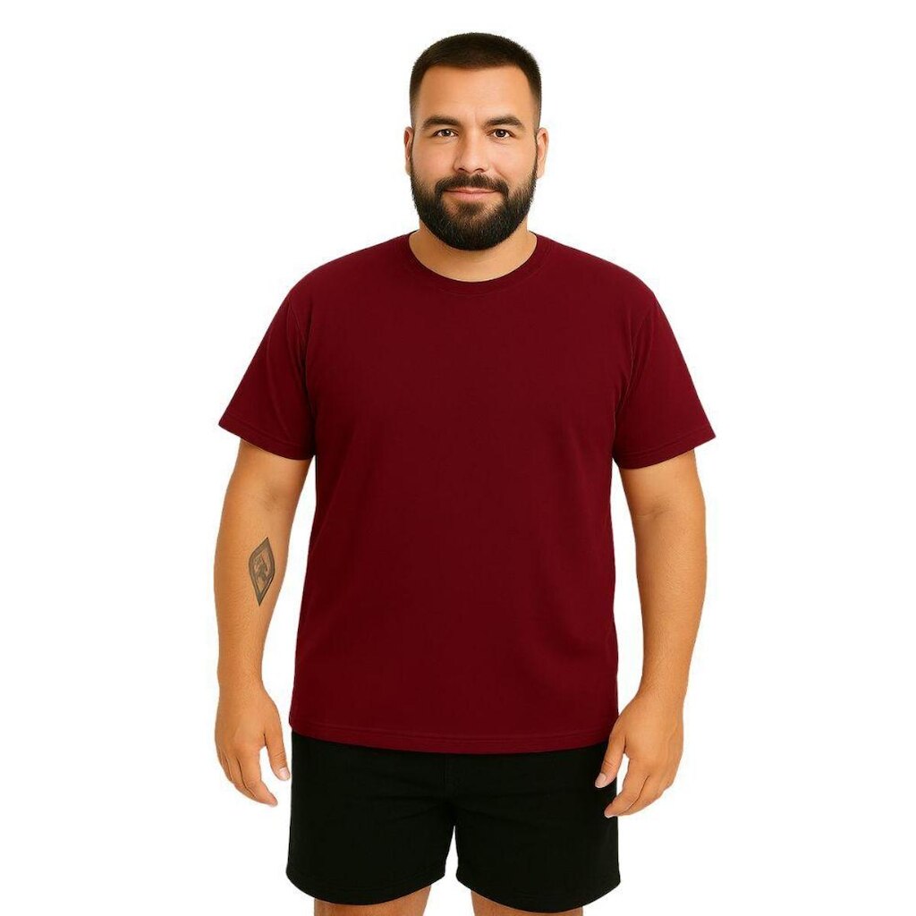 Camiseta Masculina Plus Size Camisa Lisa Algodão Premium
