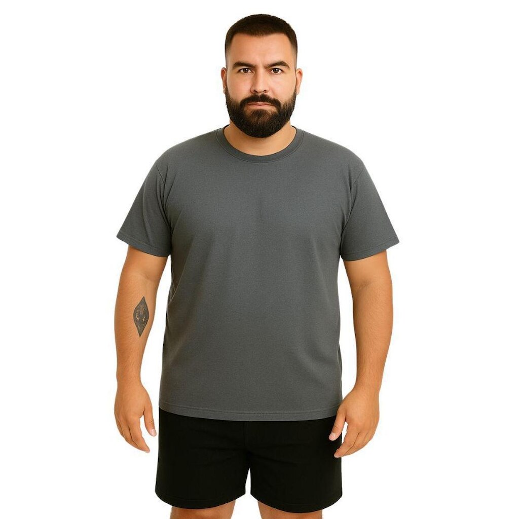 Camiseta Masculina Plus Size Camisa Lisa Algodão Premium