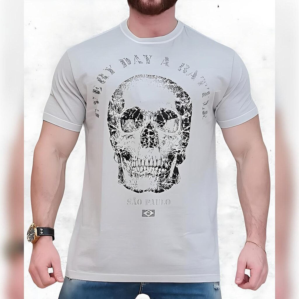 Camiseta Masculina Sagitta Algodão de Caveira