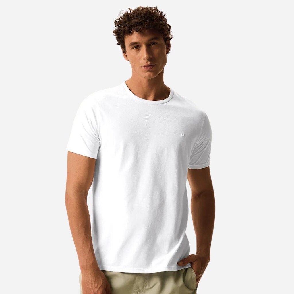 Camiseta Masculina Slim Bordado Frontal Em Algodão - Malwee