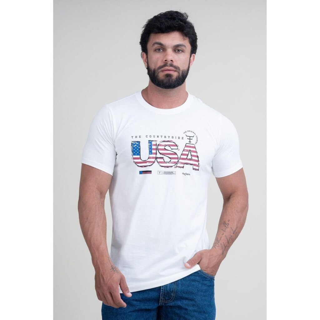 CAMISETA MASCULINA TEXAS FARM - CM648 - OFF WHITE