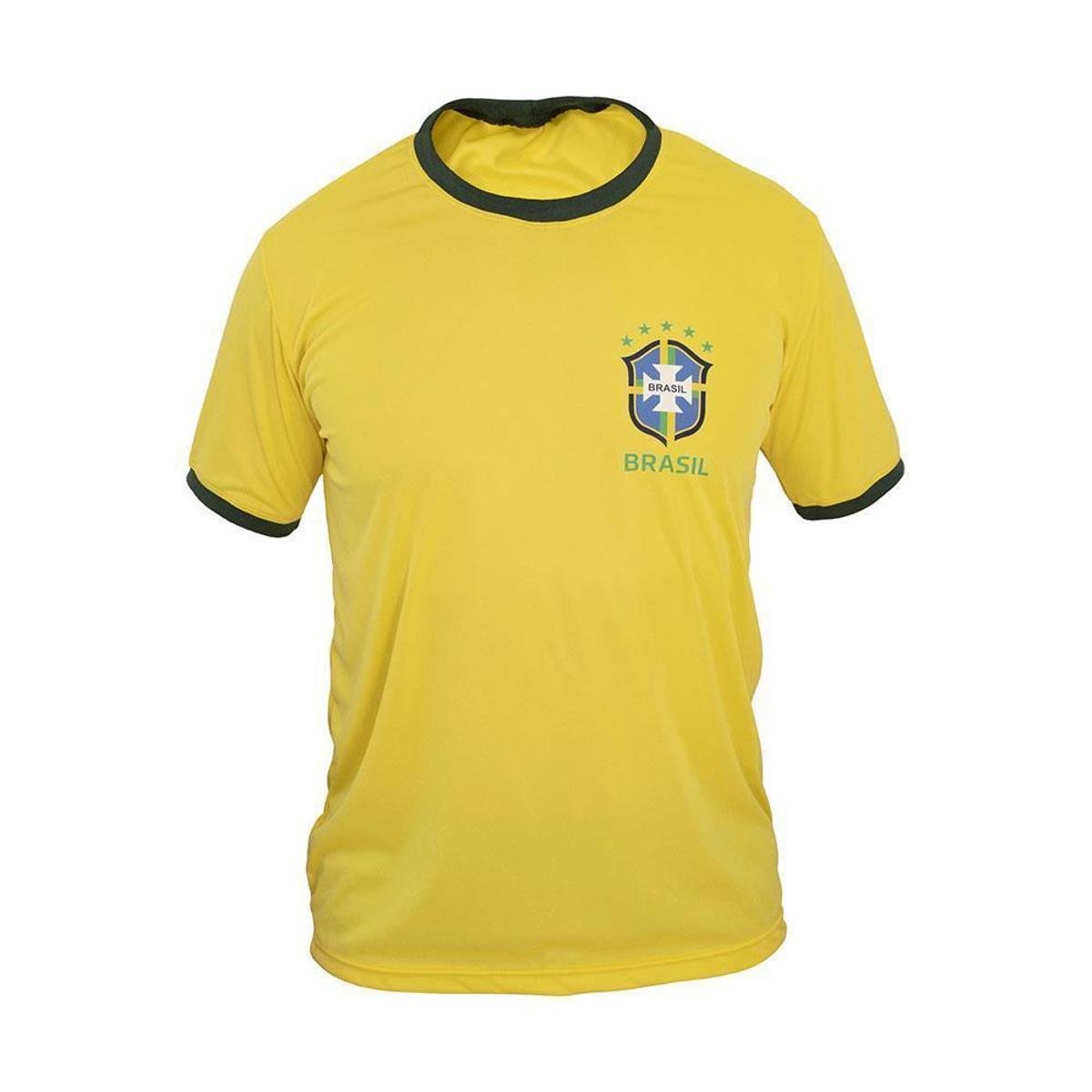 Camiseta Masculina Torcedor Brasil Lisa Confortável Menor preço em Camiseta Masculina Torcedor Brasil Lisa Confortável