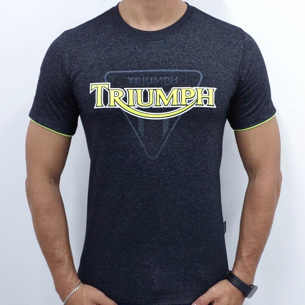 Camiseta Masculina Triumph Motorcycle Preto Mescla  - 521