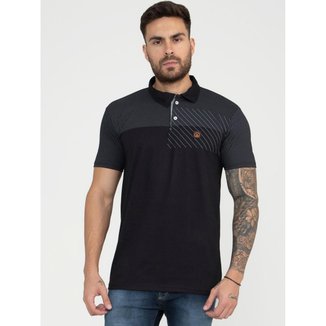 Camiseta Masculina Trup Sea Polo Com Detalhes em Couro Premium Tendência Casual