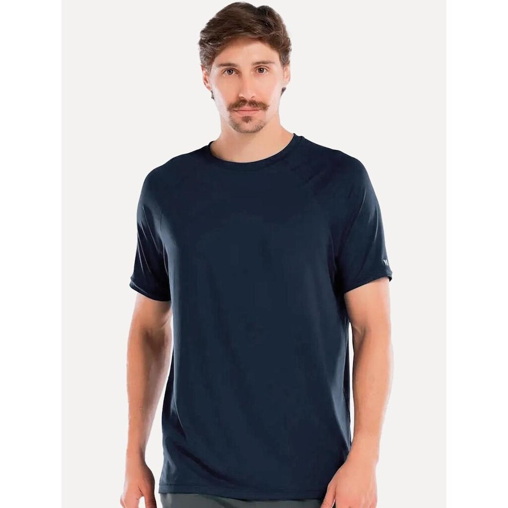 Camiseta Mash Masculina Raglan Microfibra Azul Marinho