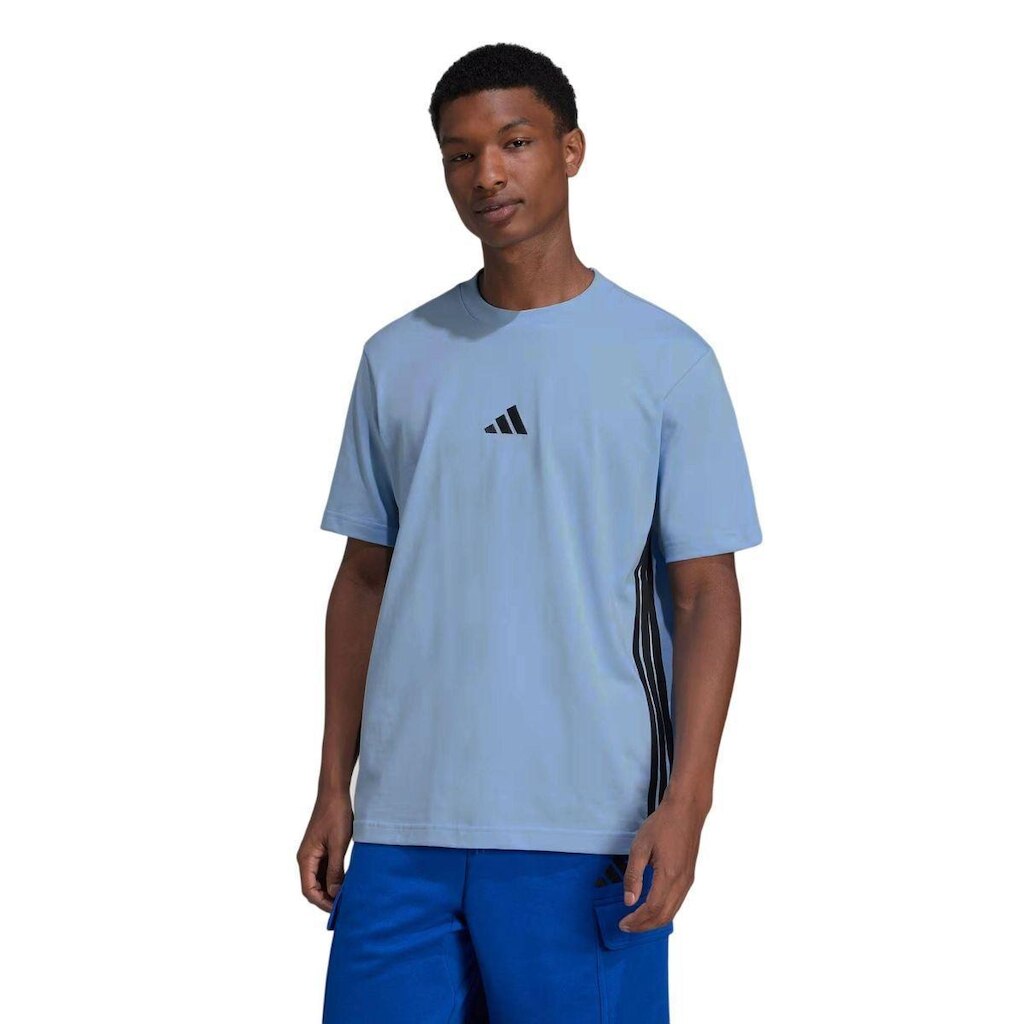 CAMISETA M/C ESSENTIALS 3 STRIPES JE6397 - AZUL CLARO/PRETO 2GG