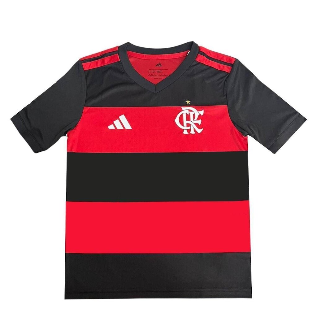 CAMISETA M/C FLAMENGO I 26 JZ8876 - PRETO/VERMELHO 7/8A