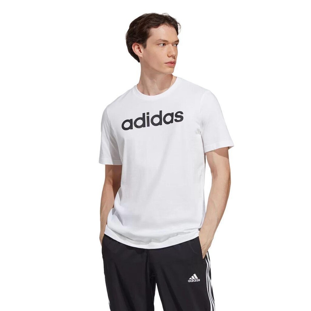 CAMISETA M/C LOGO LINEAR IN7959 - BRANCO/PRETO M