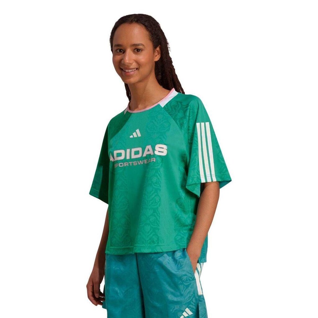 CAMISETA M/C TIRO Q3 JL9214 - AZUL CLARO/BRANCO P