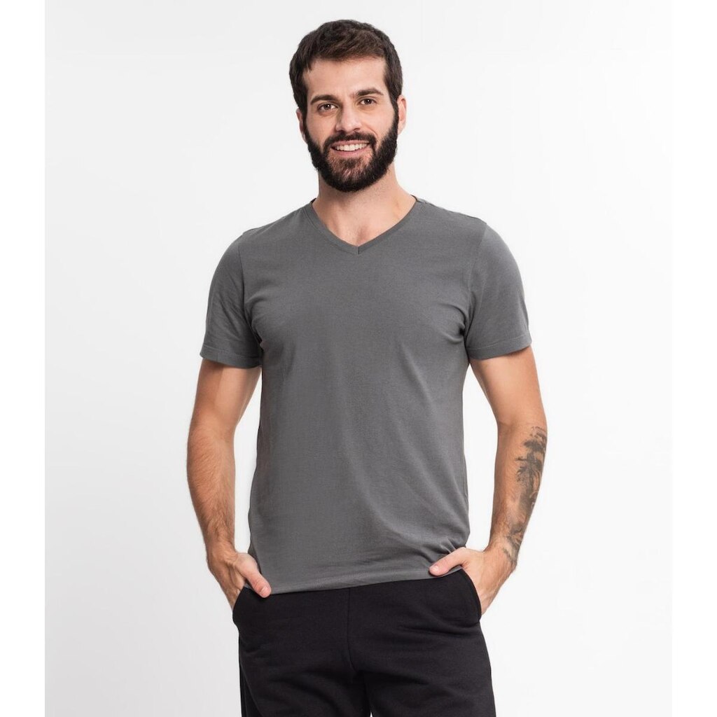 Camiseta Meia Malha Básica Masculina Kohmar Cinza