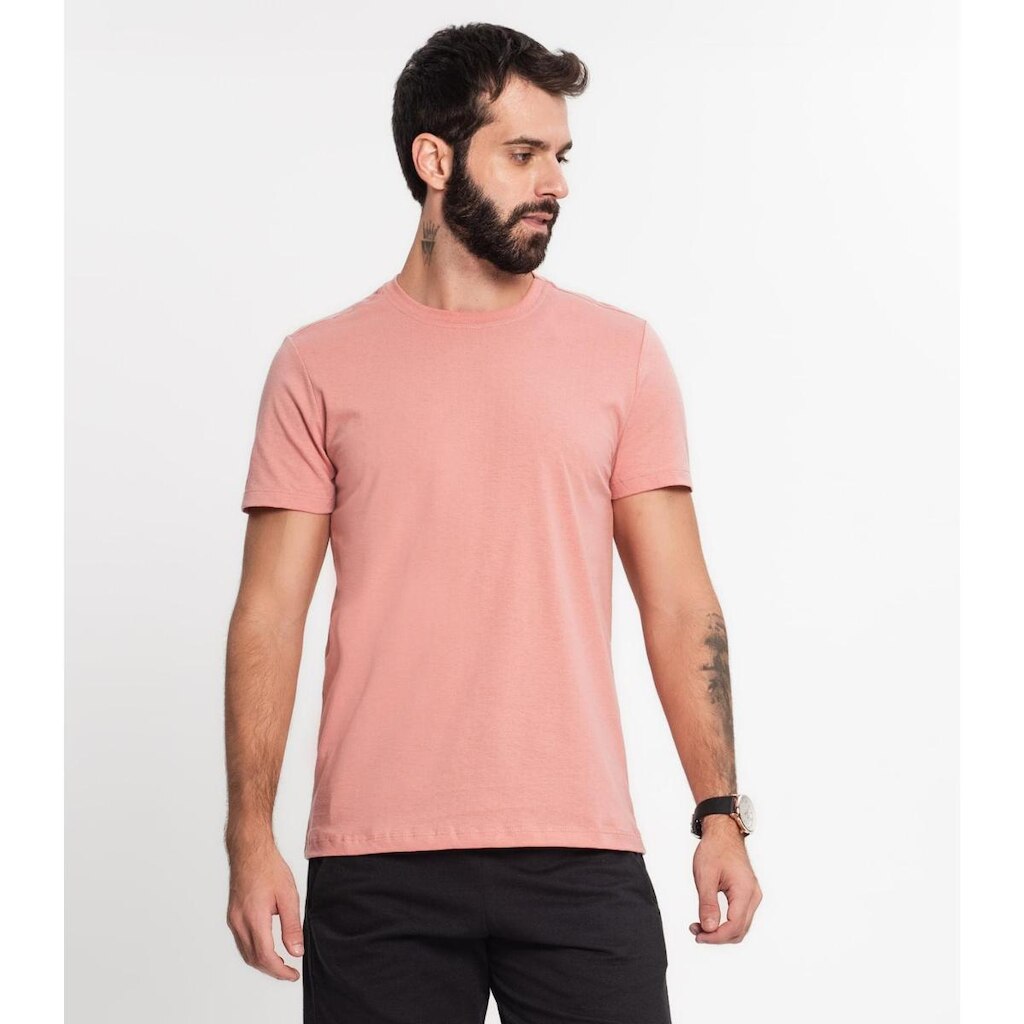 Camiseta Meia Malha Básica Masculina Kohmar Rosa