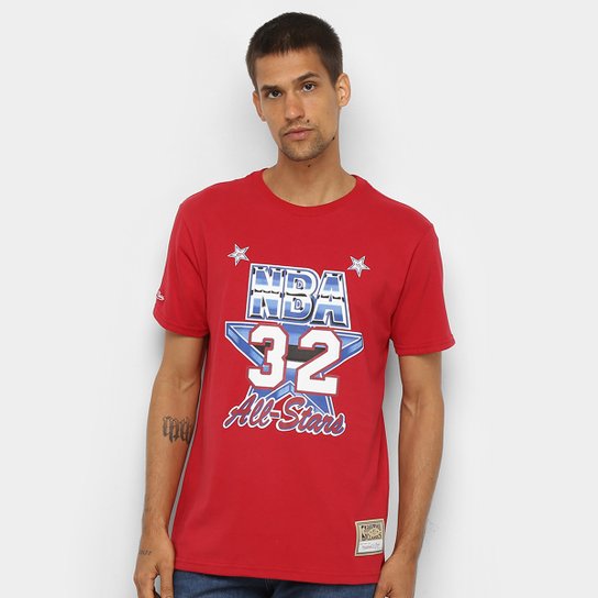 Camiseta Mitchell & Ness All Star Game Masculina - Vermelho Menor preço em Camiseta Mitchell & Ness All Star Game Masculina - Vermelho