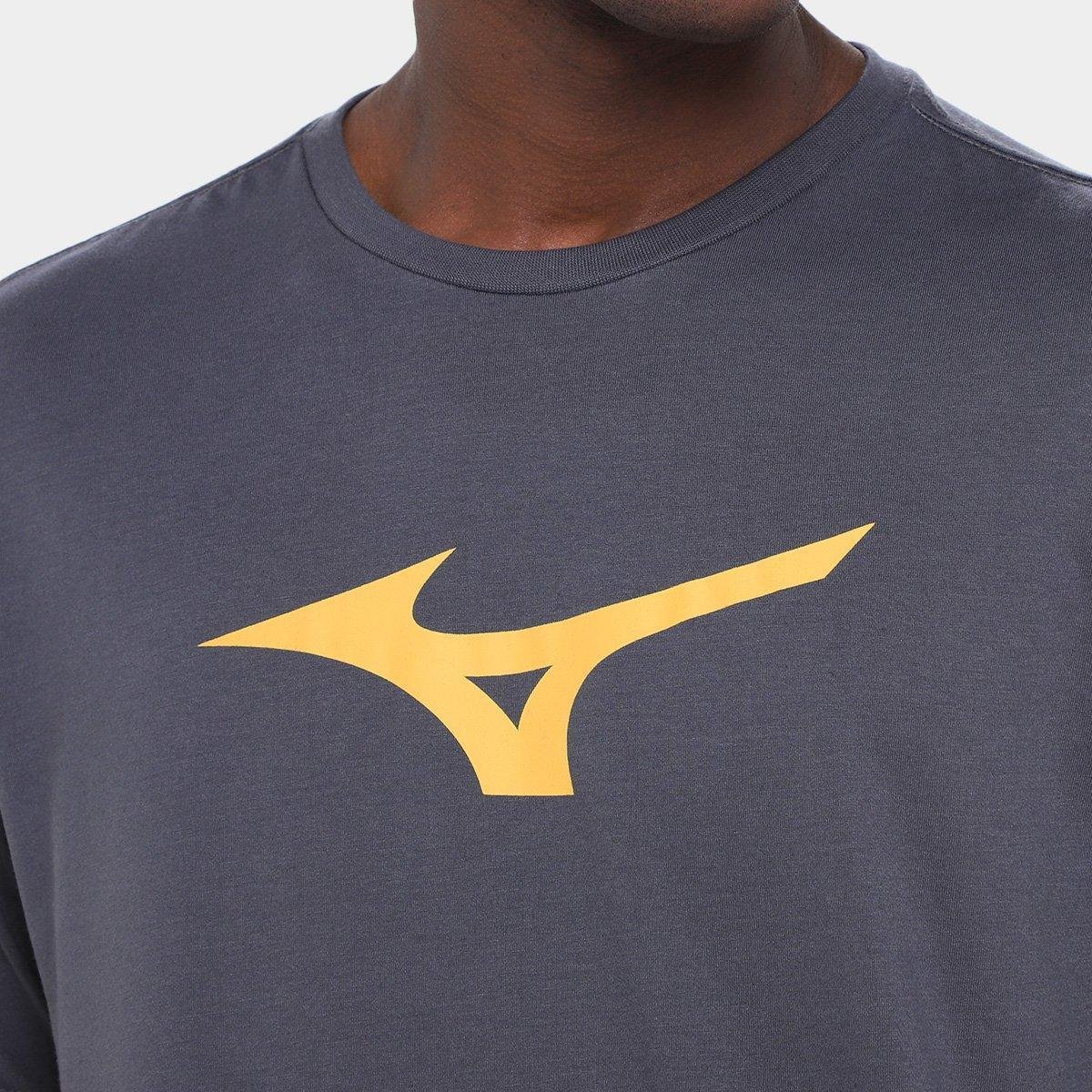 Camiseta Mizuno Basic Big Masculina - Cinza+Laranja | Netshoes