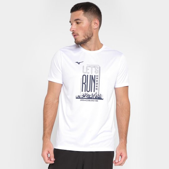 Camiseta Mizuno Energy Let's Run Masculina - Branco Menor preço em Camiseta Mizuno Energy Let's Run Masculina - Branco