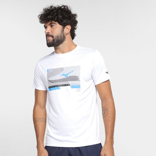 Camiseta Mizuno Energy Stamp Lines Masculina - Branco Menor preço em Camiseta Mizuno Energy Stamp Lines Masculina - Branco