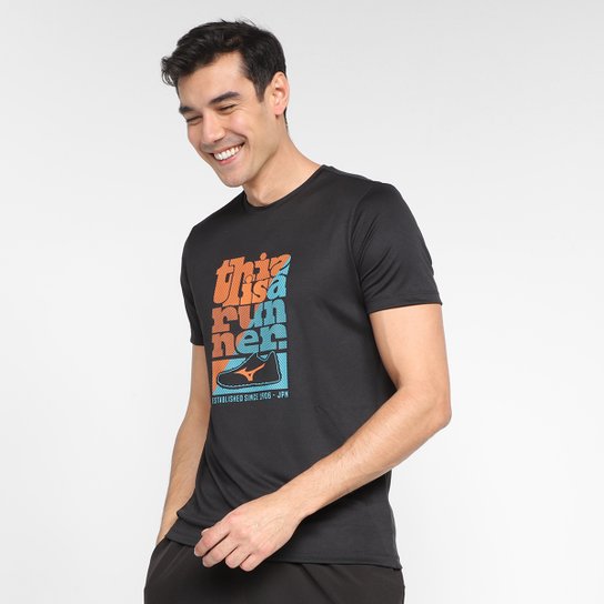 Camiseta Mizuno Energy Stamp Masculina - Preto Menor preço em Camiseta Mizuno Energy Stamp Masculina - Preto