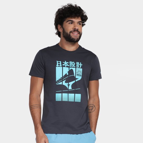 Camiseta Mizuno Graphic 2 Masculina - Cinza+Chumbo Menor preço em Camiseta Mizuno Graphic 2 Masculina - Cinza+Chumbo