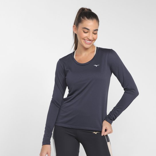 Camiseta Mizuno Nirvana New Manga Longa Feminina - Marinho Menor preço em Camiseta Mizuno Nirvana New Manga Longa Feminina - Marinho
