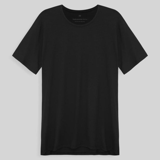 Camiseta Modal Gola C Masculina - Preto Menor preço em Camiseta Modal Gola C Masculina - Preto