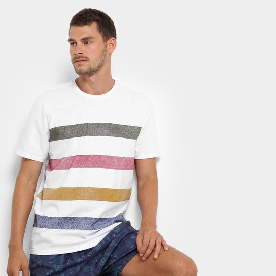 Camiseta Mood Full Triped Masculina - Branco