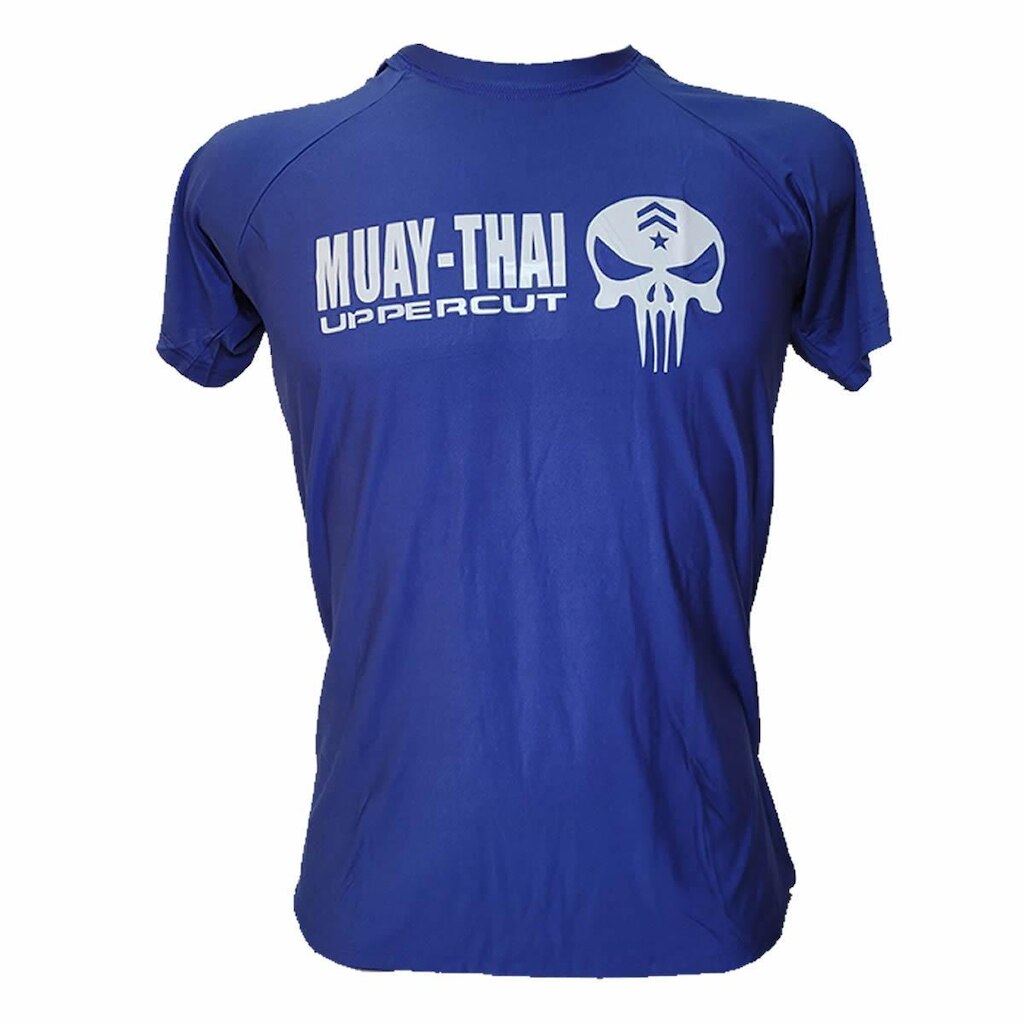 Camiseta Muay Thai Caveira Justiceiro Dry Tech UV-50 - Azul