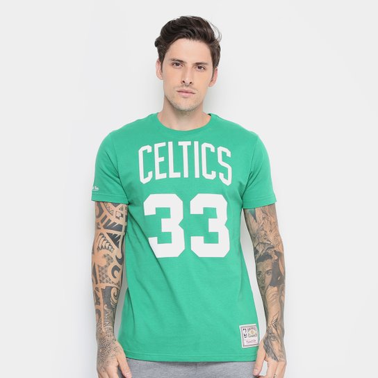 Camiseta NBA Boston Celtics Mitchell & Ness Nº 33 Larry Bird Masculina - Verde Menor preço em Camiseta NBA Boston Celtics Mitchell & Ness Nº 33 Larry Bird Masculina - Verde