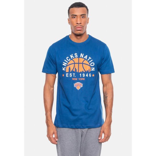 Camiseta NBA City Nation New York Knicks Masculino - Azul Menor preço em Camiseta NBA City Nation New York Knicks Masculino - Azul