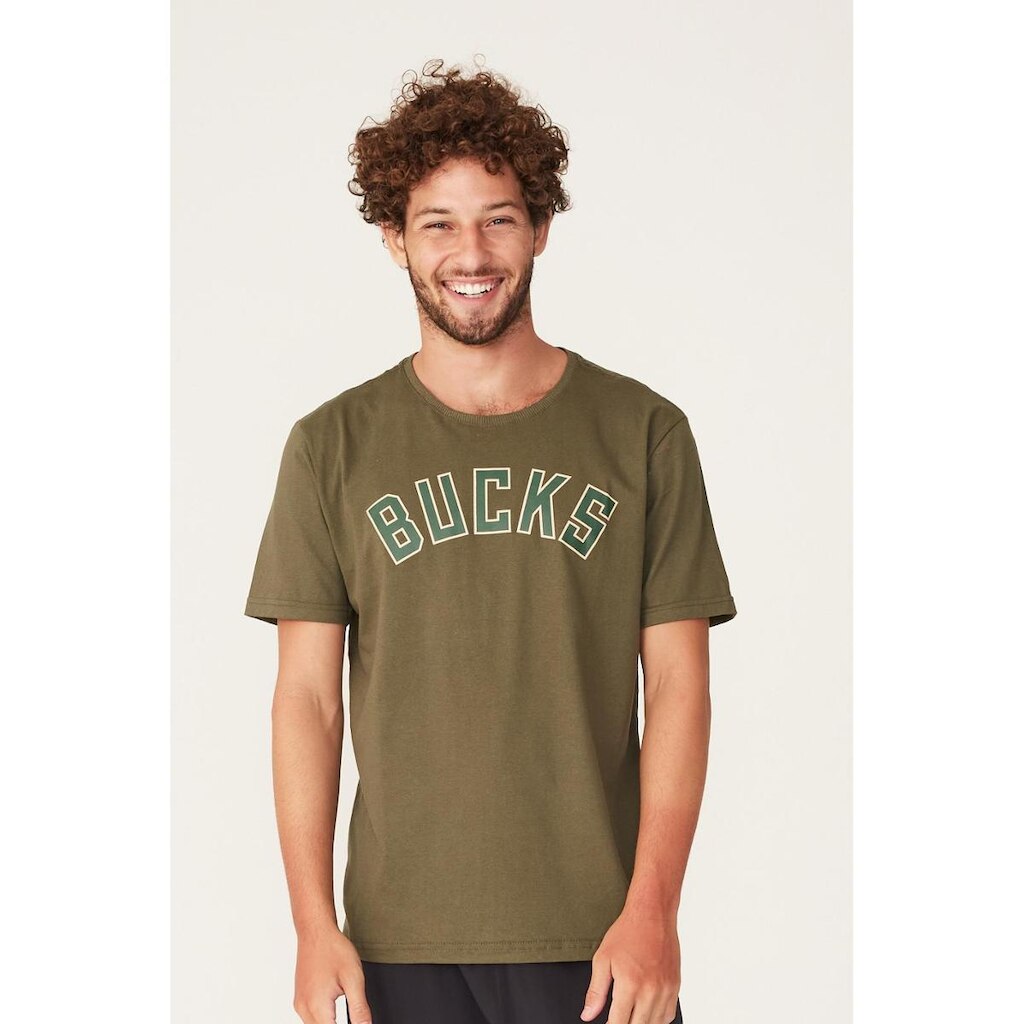 Camiseta NBA Estampada Milwaukee Bucks Masculino
