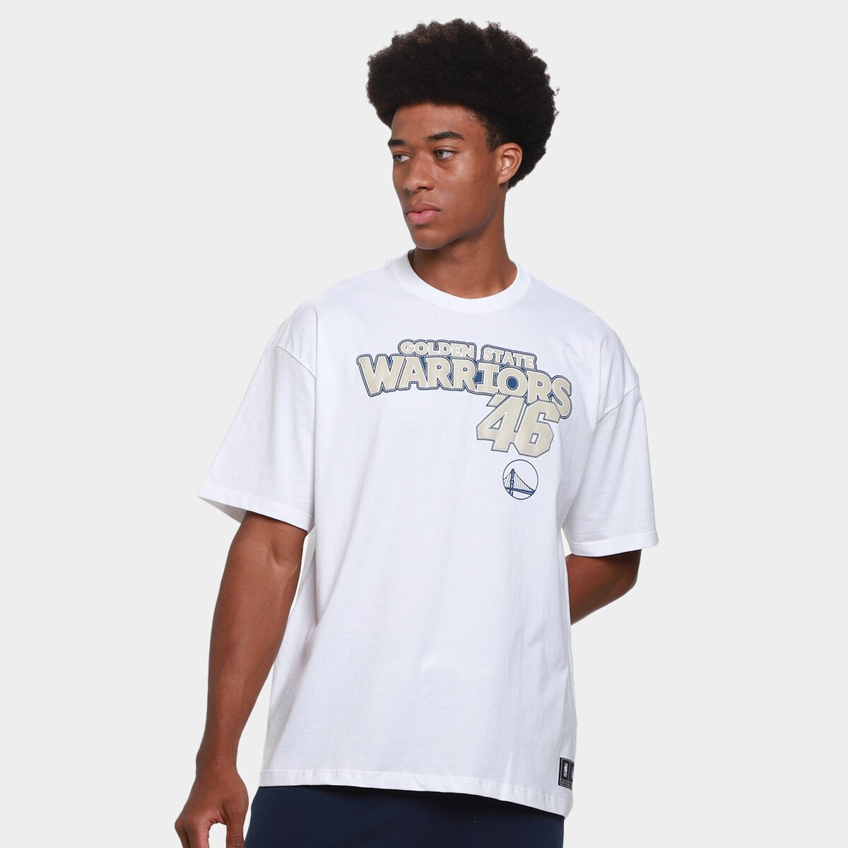 Camiseta NBA Golden State Warriors Mitchell & Ness Masculina - Off