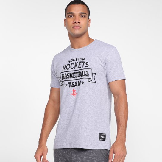 Camiseta NBA Houston Rockets Basketball Team Masculina - Mescla Menor preço em Camiseta NBA Houston Rockets Basketball Team Masculina - Mescla