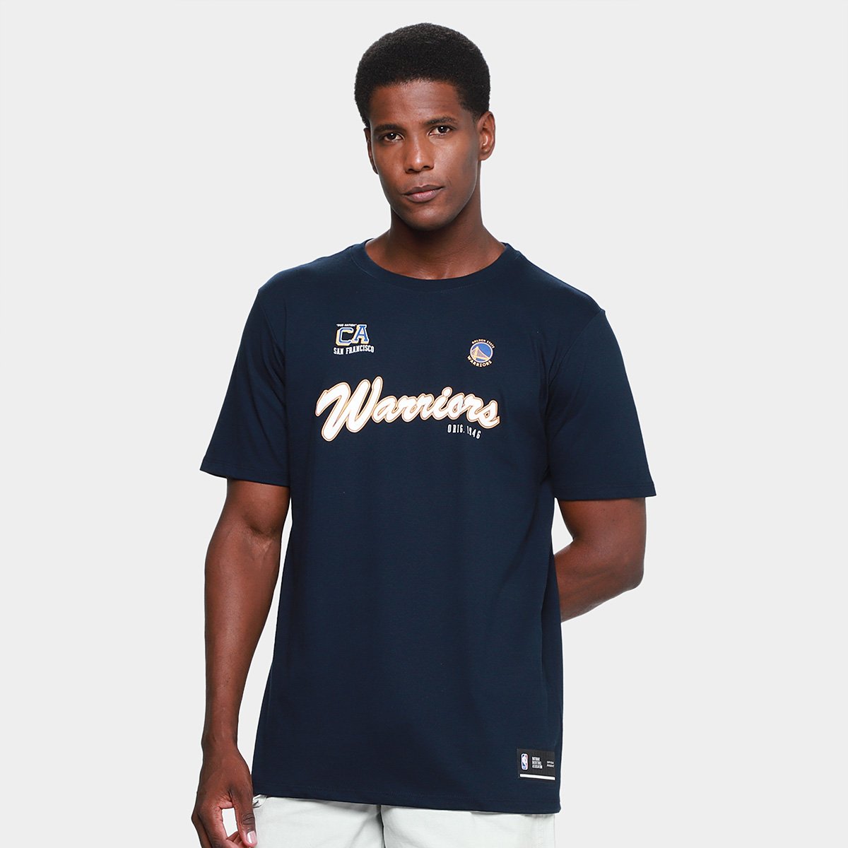 Camiseta NBA Mitchell & Ness Cursive Masculina - Marinho | Netshoes