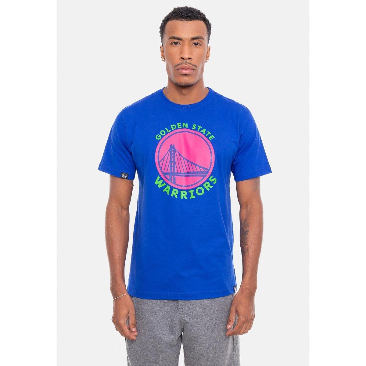 Camiseta NBA Neon Colors Golden State Warriors Masculino Menor preço em Camiseta NBA Neon Colors Golden State Warriors Masculino