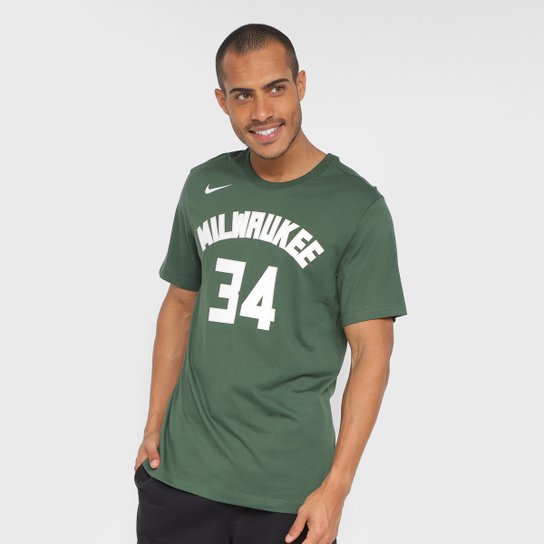 Camiseta NBA Nike Milwaukee Bucks Masculina - Verde Menor preço em Camiseta NBA Nike Milwaukee Bucks Masculina - Verde