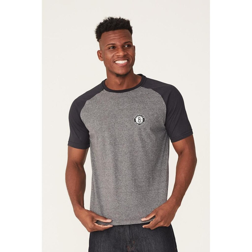 Camiseta NBA Raglan Estampada Brooklyn Nets Masculino