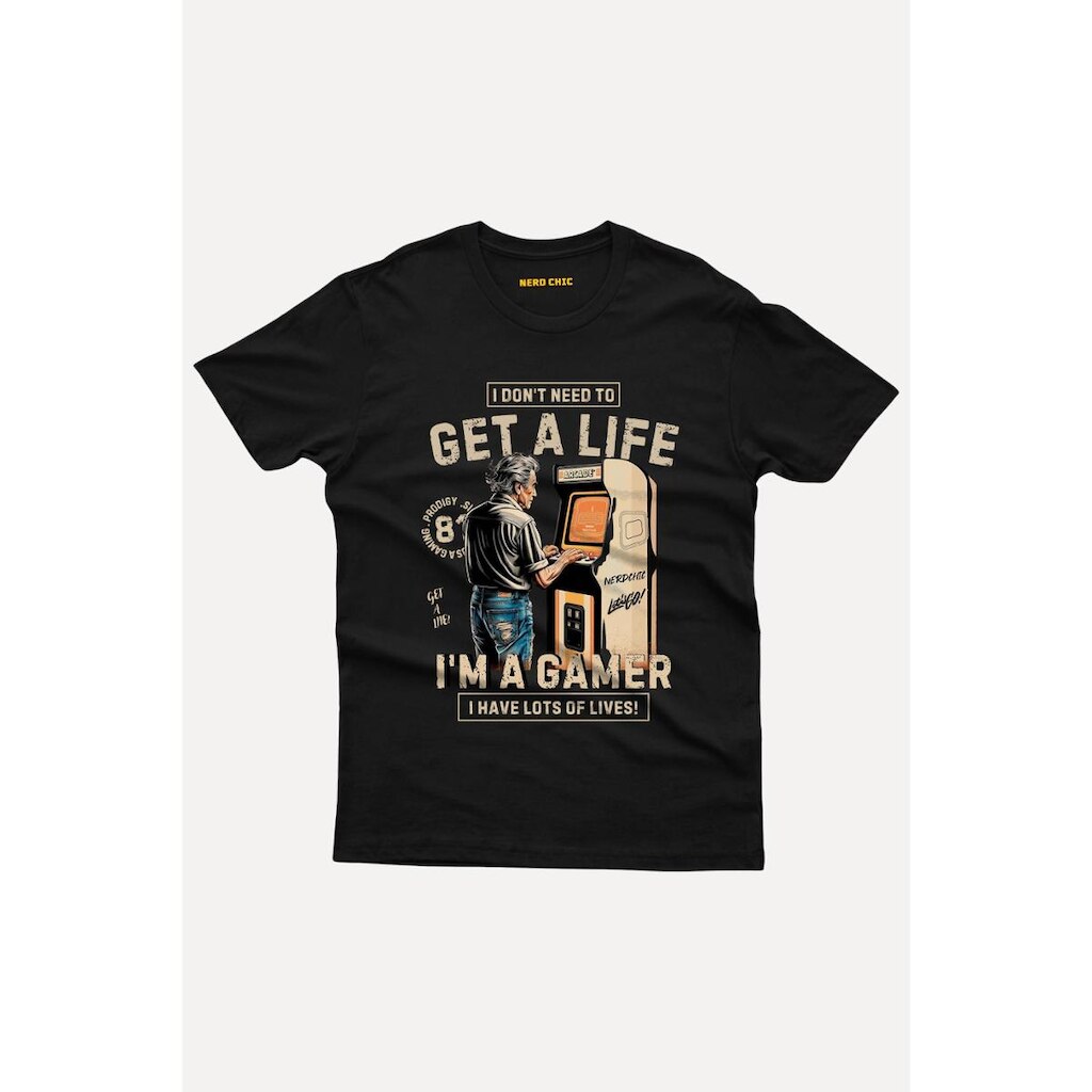 Camiseta Nerd Chic Retro Gamer Classic - Get a Life - I'm a gamer Nerd