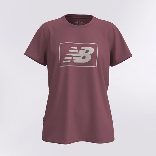 Camiseta New Balance Essentials Logo Feminina - Vermelho+Vinho Menor preço em Camiseta New Balance Essentials Logo Feminina - Vermelho+Vinho