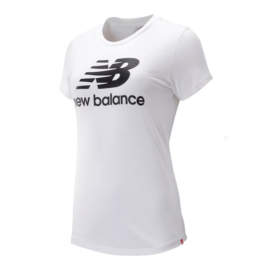 Camiseta New Balance Manga Curta Athletics - Branco+Preto Menor preço em Camiseta New Balance Manga Curta Athletics - Branco+Preto