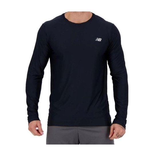 Camiseta New Balance Manga Longa Accelerate Performance Masculina - Preto Menor preço em Camiseta New Balance Manga Longa Accelerate Performance Masculina - Preto