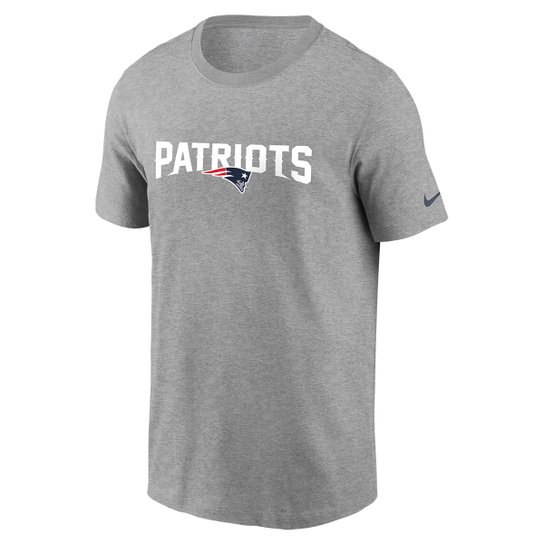 Camiseta New England Patriots Nike Wordmark Masculina - Cinza Menor preço em Camiseta New England Patriots Nike Wordmark Masculina - Cinza