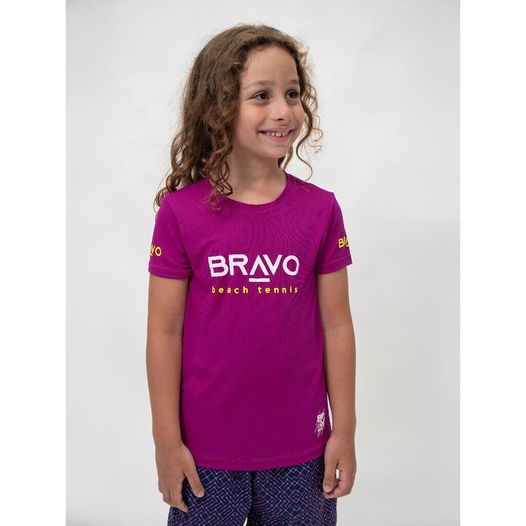 Camiseta New Game Infantil Manga Curta Fúcsia